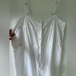 Mes Demoiselles Paris White Cotton Eyelet Button Midi Dress US 4